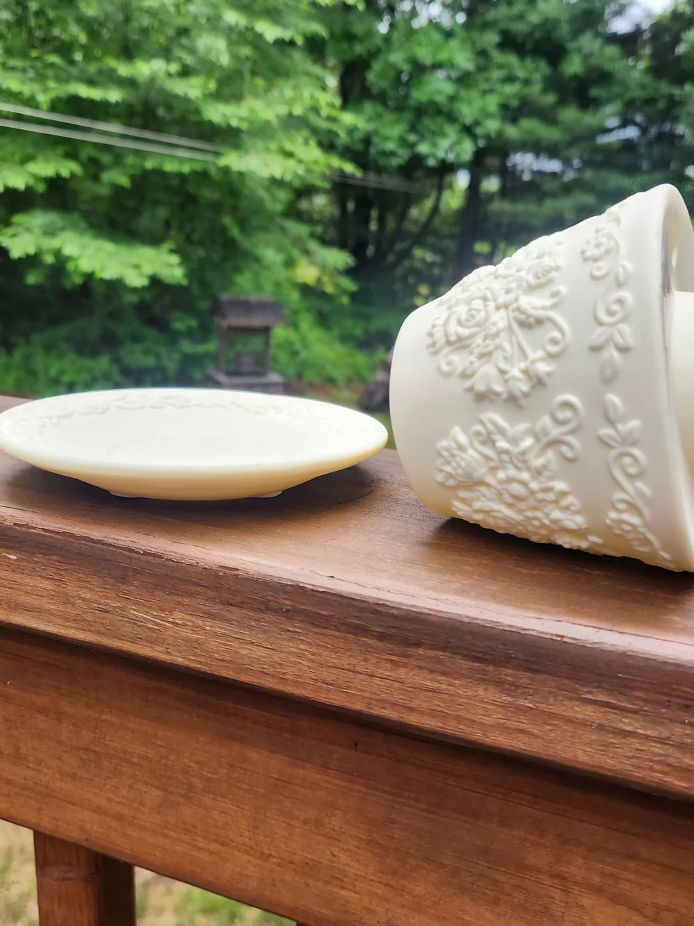 Yankee Candle Bisque Porcelain Floral Shade & Matching Underplate For Small Jar